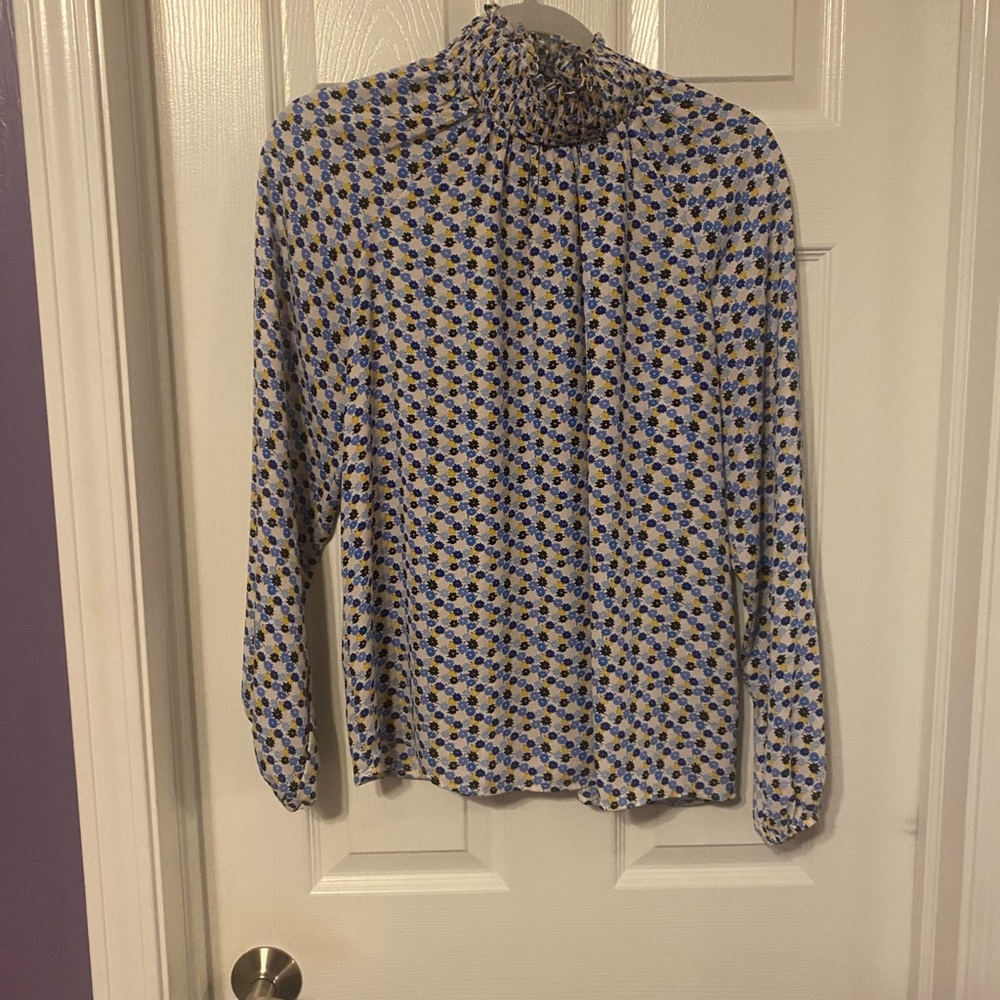 LOFT Blue and Yellow Floral Blouse